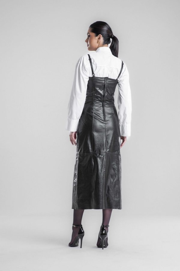 Vestido midi alfaiataria em couro croco Tóquio - Imagem 2