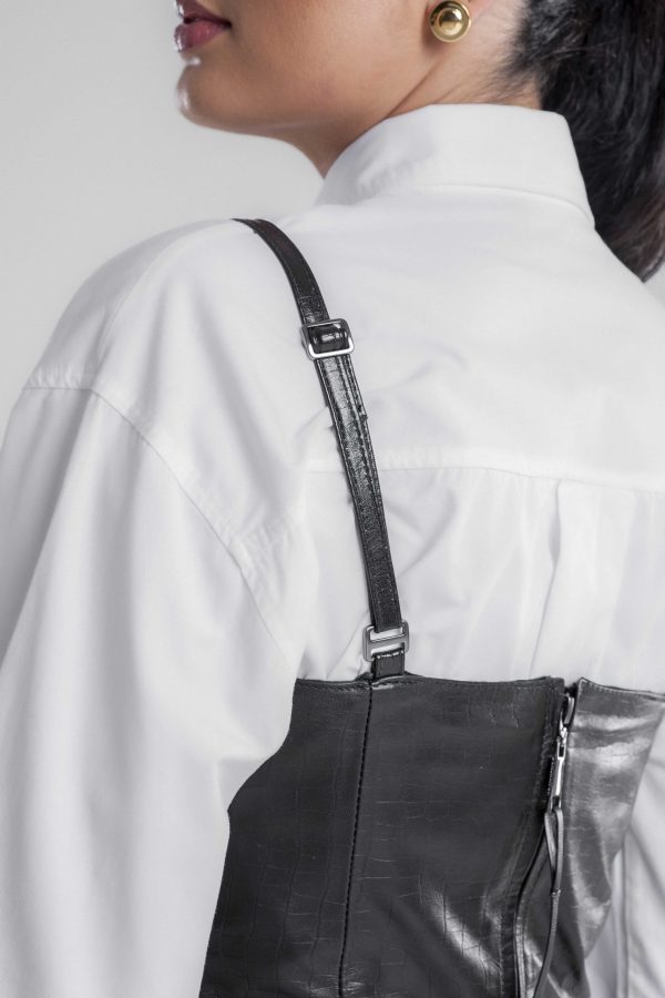 Vestido midi alfaiataria em couro croco Tóquio - Imagem 4