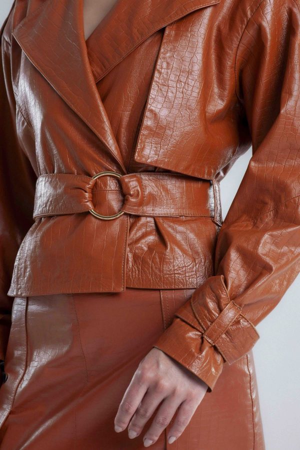 Trench Coat curto em croco - Imagem 2